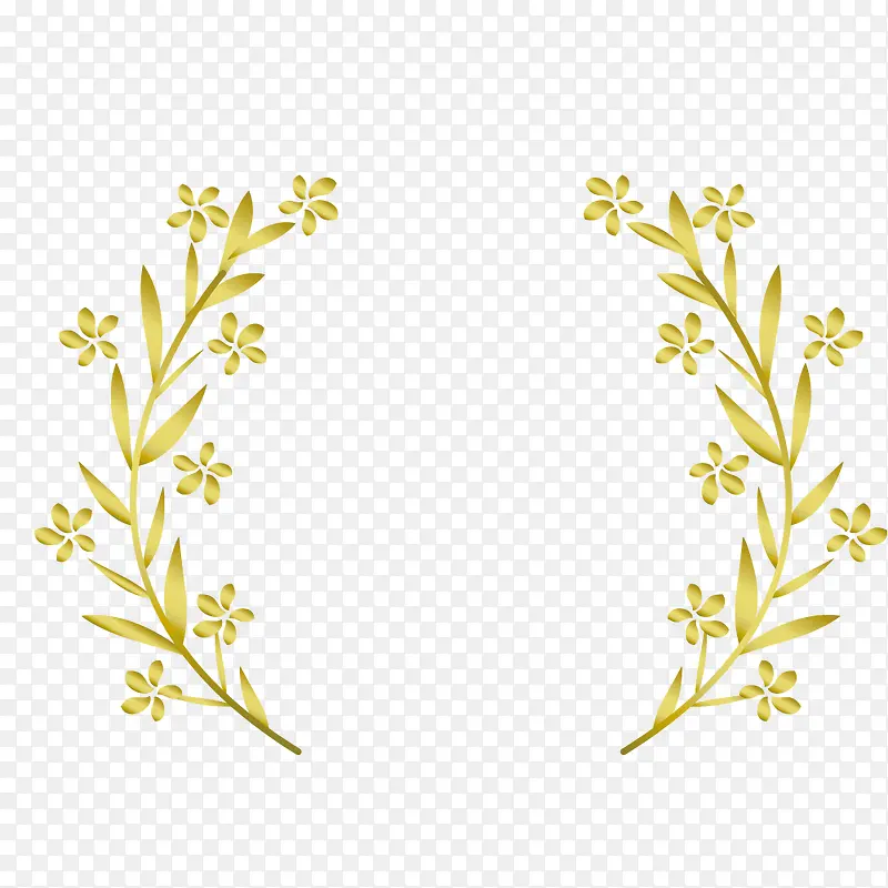 金色花朵叶子植物图