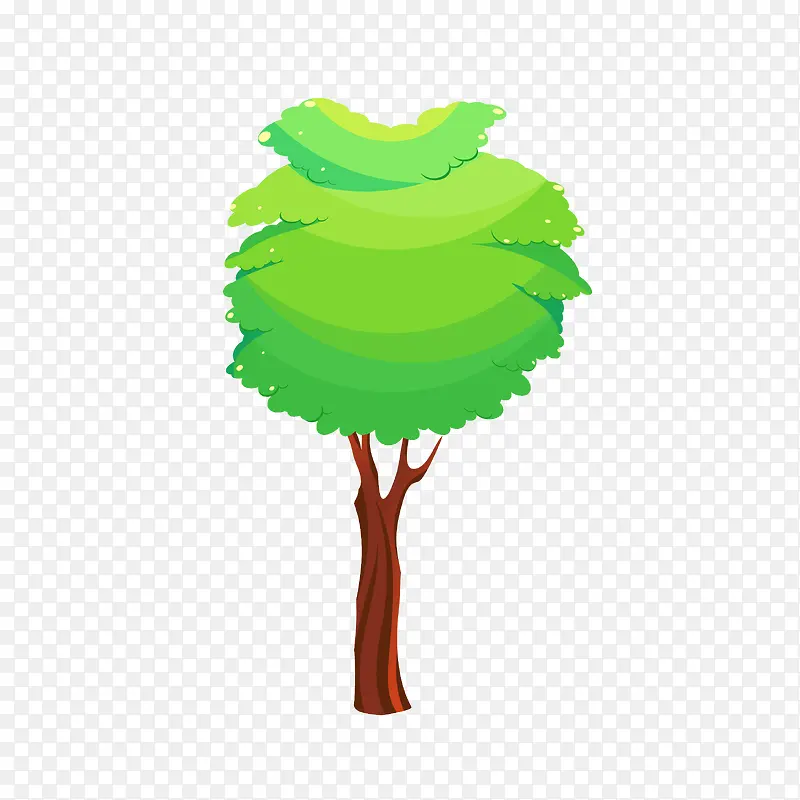 手绘绿色的树木PNG
