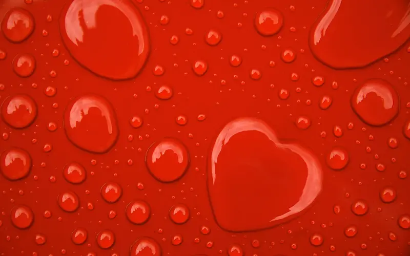 红色爱心水滴水珠海报