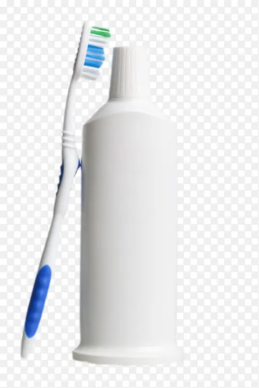 白色塑料包装的牙膏管和牙膏实物