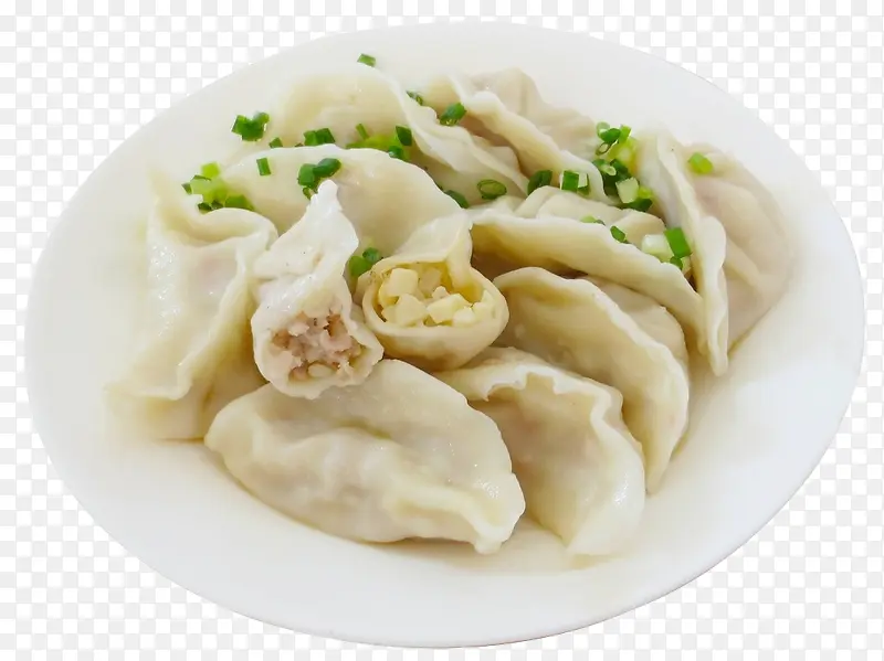 一盘美味的饺子素材图