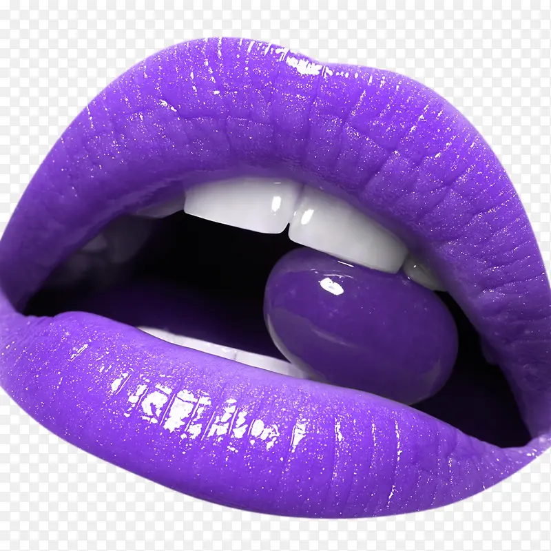 紫色嘴巴咬