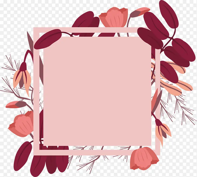酒红色花朵标题框