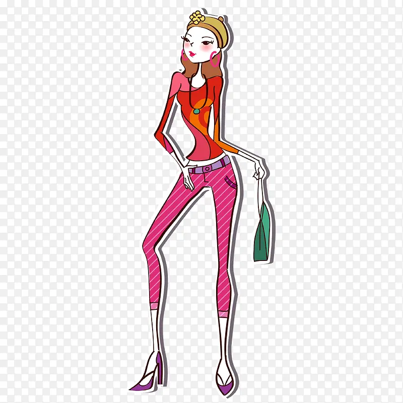 卡通时尚美女PNG图片素材下载_图片编号8152931-PNG素材网
