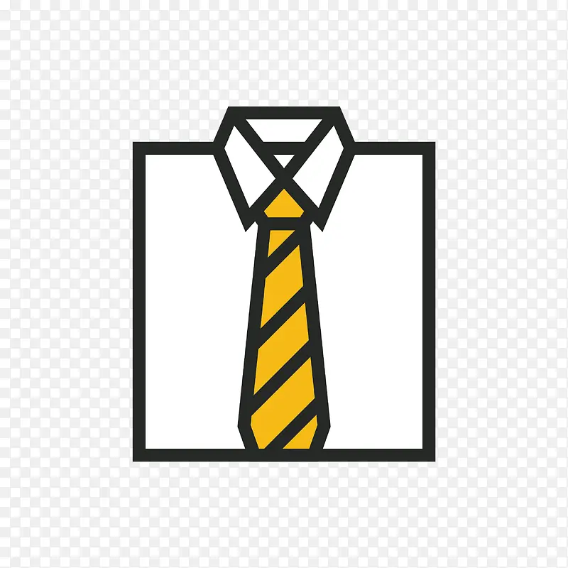 手绘衬衣上的黄色领带