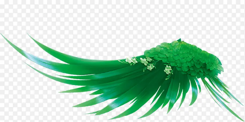 绿色植物翅膀装饰