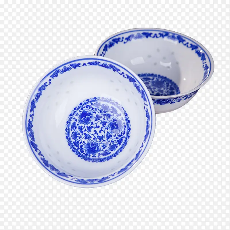 产品实物陶瓷两个青花碗里面
