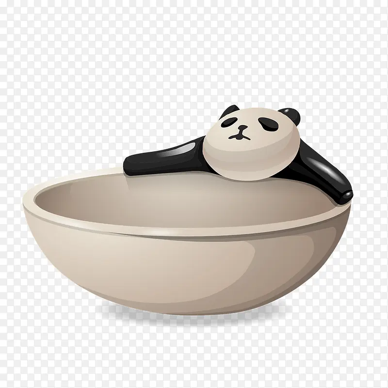 手绘卡通熊猫碗餐具装饰海报设计