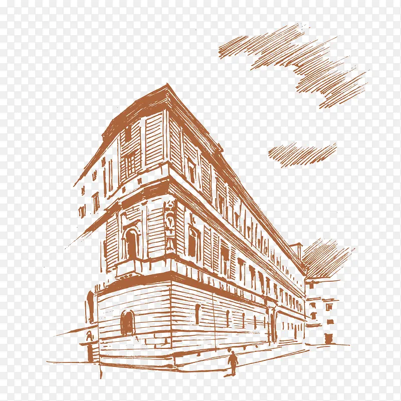 手绘建筑背景设计