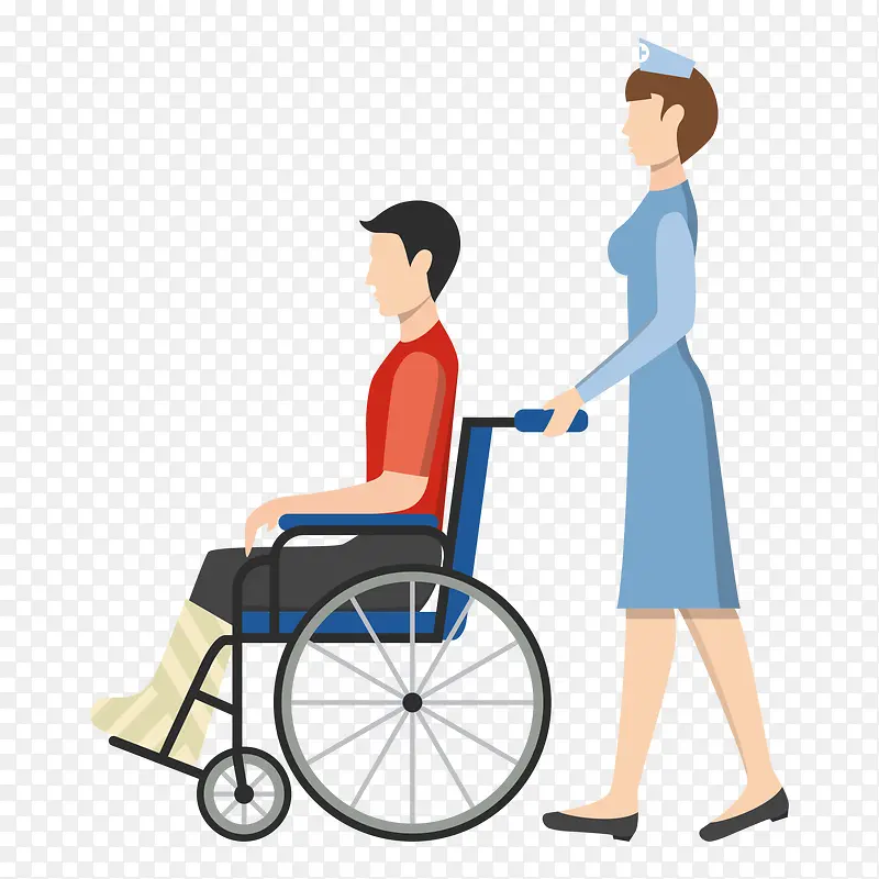 护士推轮椅PNG下载