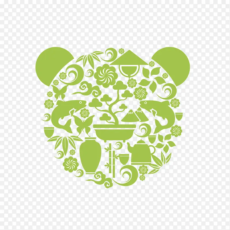 绿色熊猫头