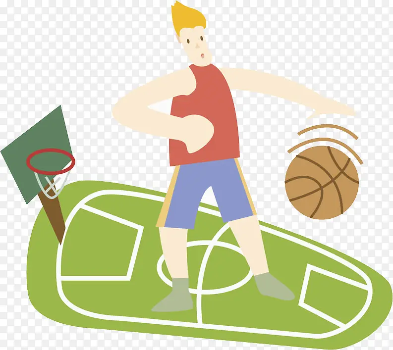 男生在操场上打篮球PNG下载