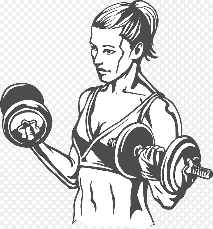 卡通锻炼身体的女人