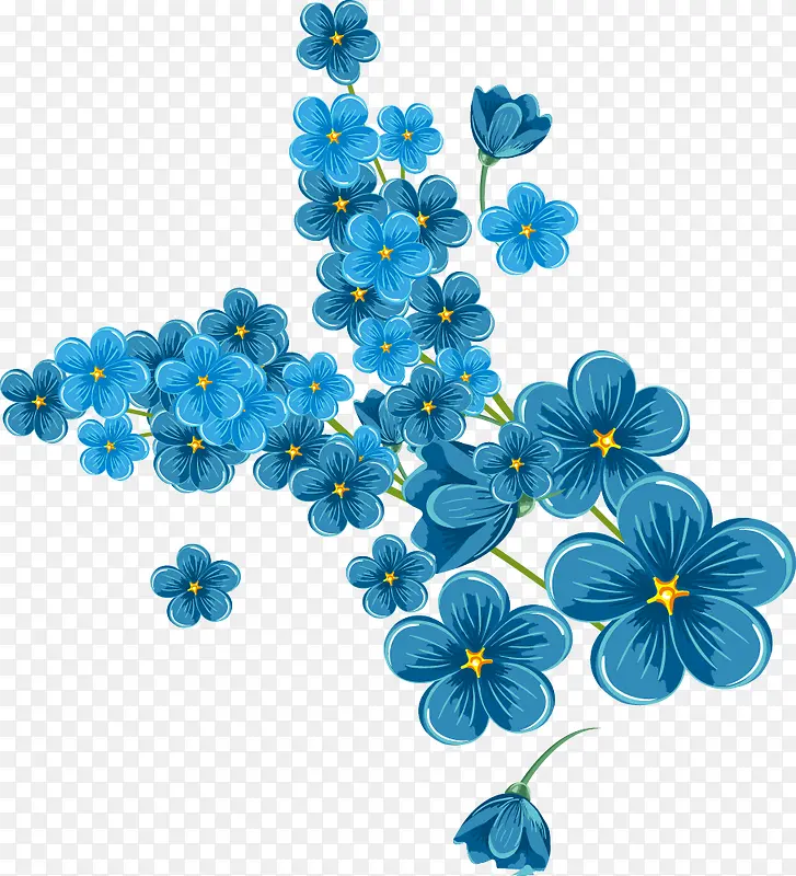 卡通手绘蓝色花束