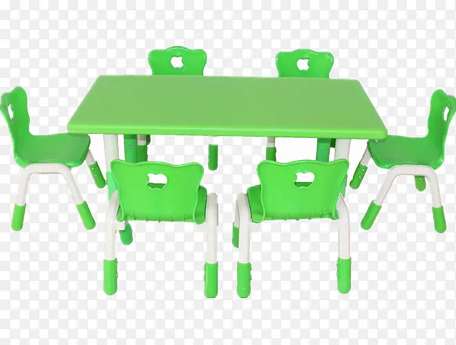 实物绿色塑料儿童桌椅免抠