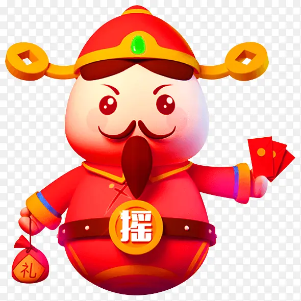 红色中国风财神装饰图案