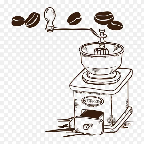 棕色线性装饰咖啡机设计图