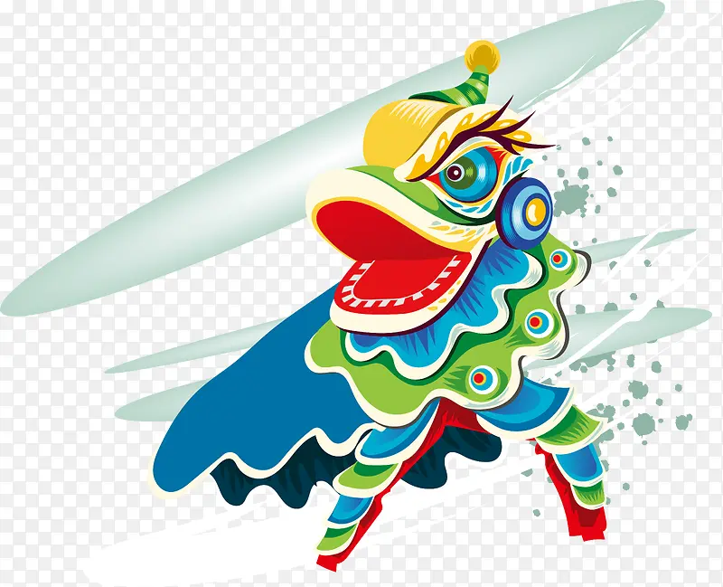 蓝色民族风舞狮子图案PNG图片素材下载_图片编号8165181-PNG素材网