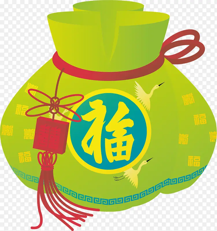 春节绿色福字福袋