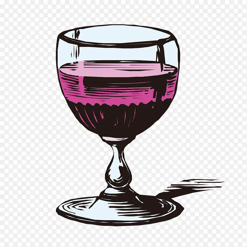 手绘葡萄酒杯子图案