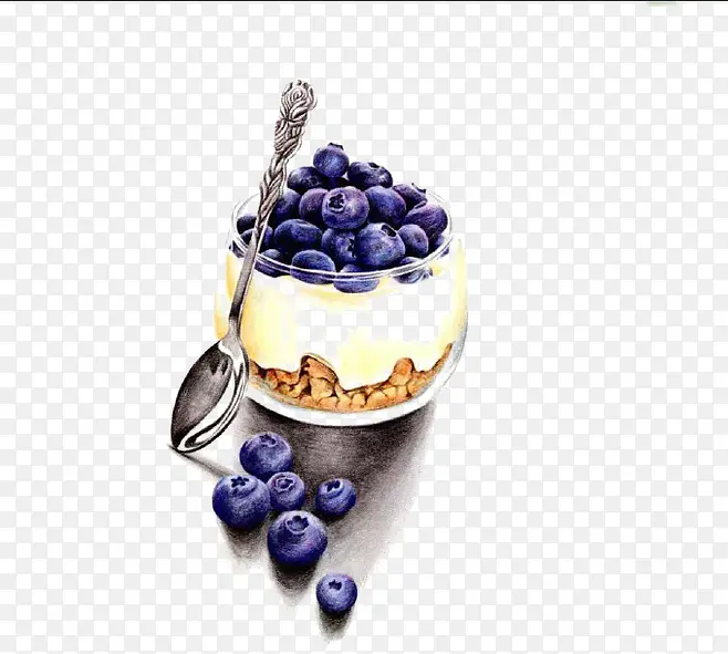 手绘蓝莓酸奶