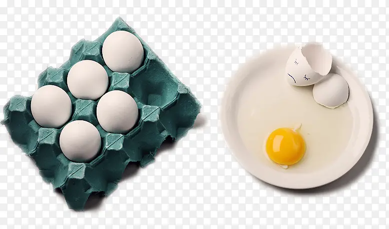 鸡蛋盒和打碎的鸡蛋