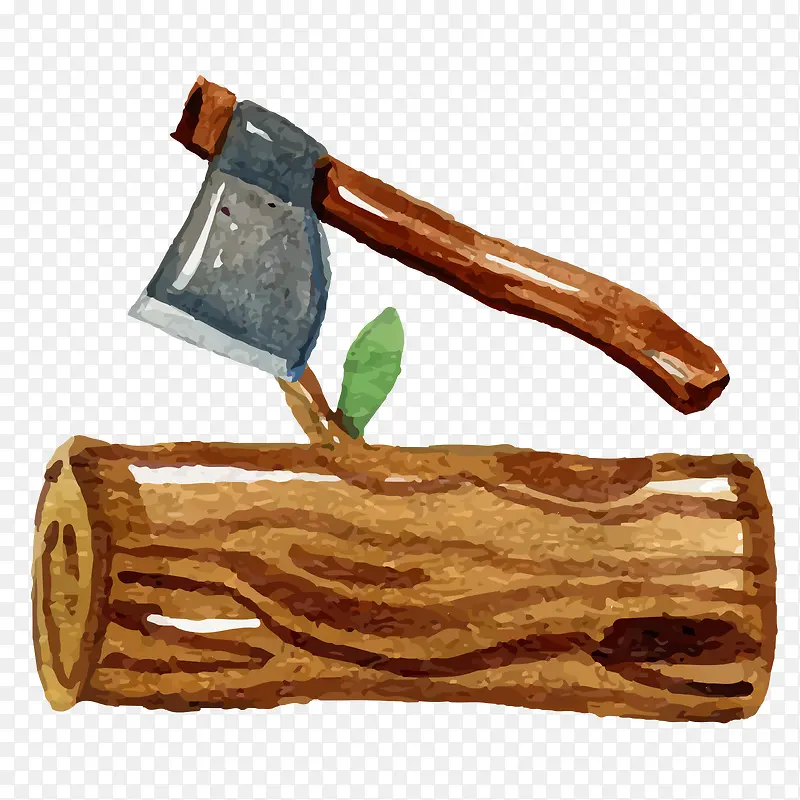 树木和斧子矢量素材