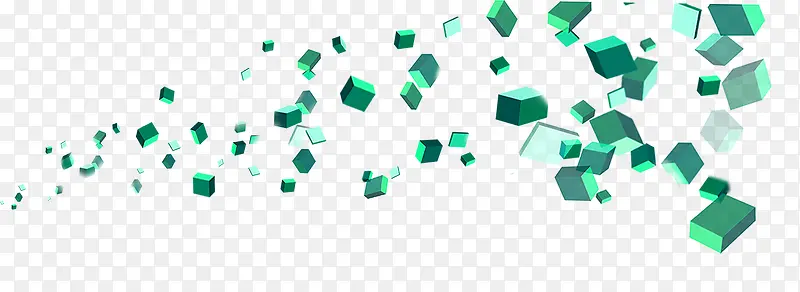 绿色简约方块漂浮素材