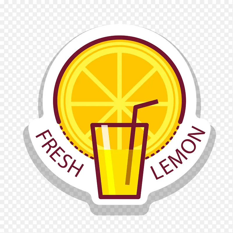 彩色新鲜柠檬汁卡通