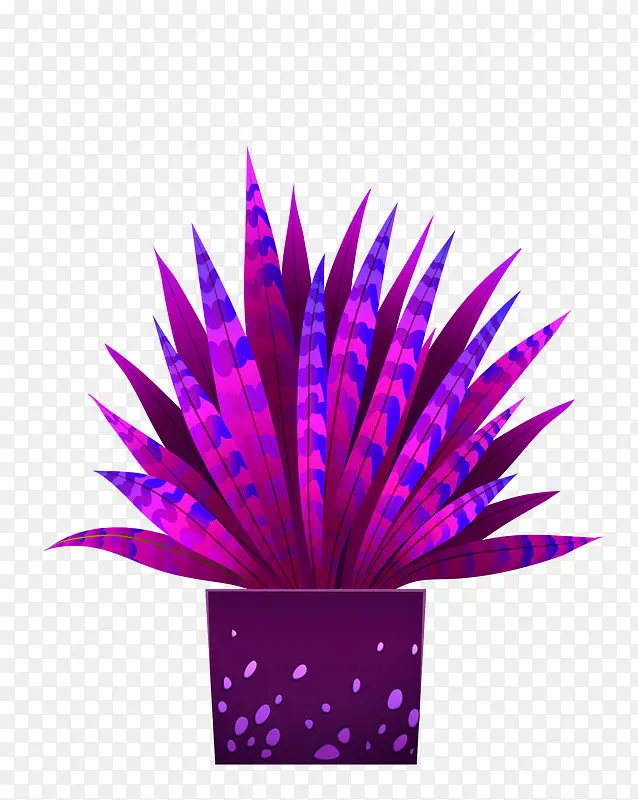 卡通紫色盆栽和植物