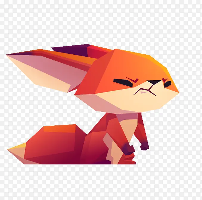 卡通愤怒的红色狐狸