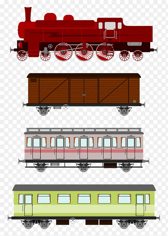 卡通手绘火车头与车箱