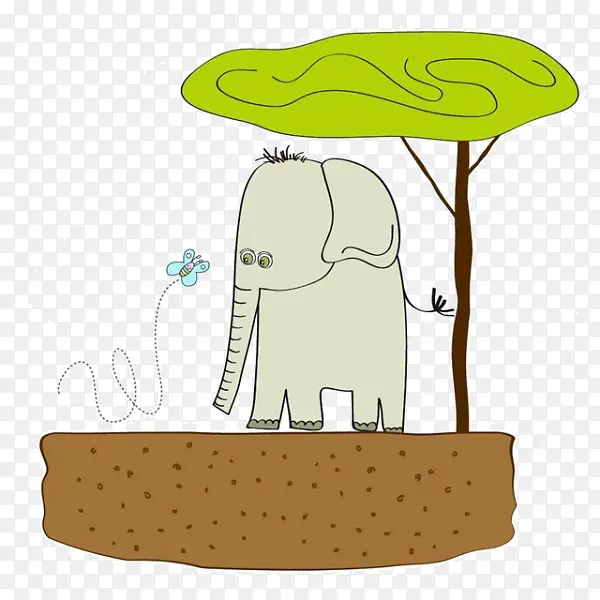 卡通大象树叶