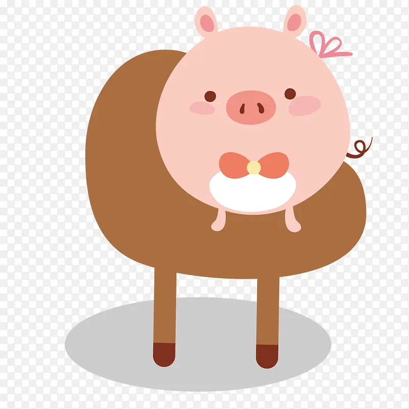 坐在椅子上的粉色小猪