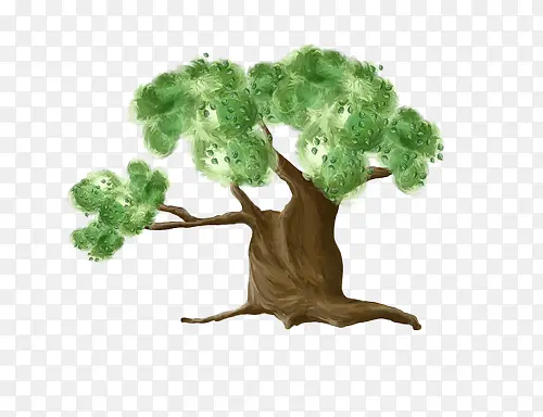 绿色粗壮老树
