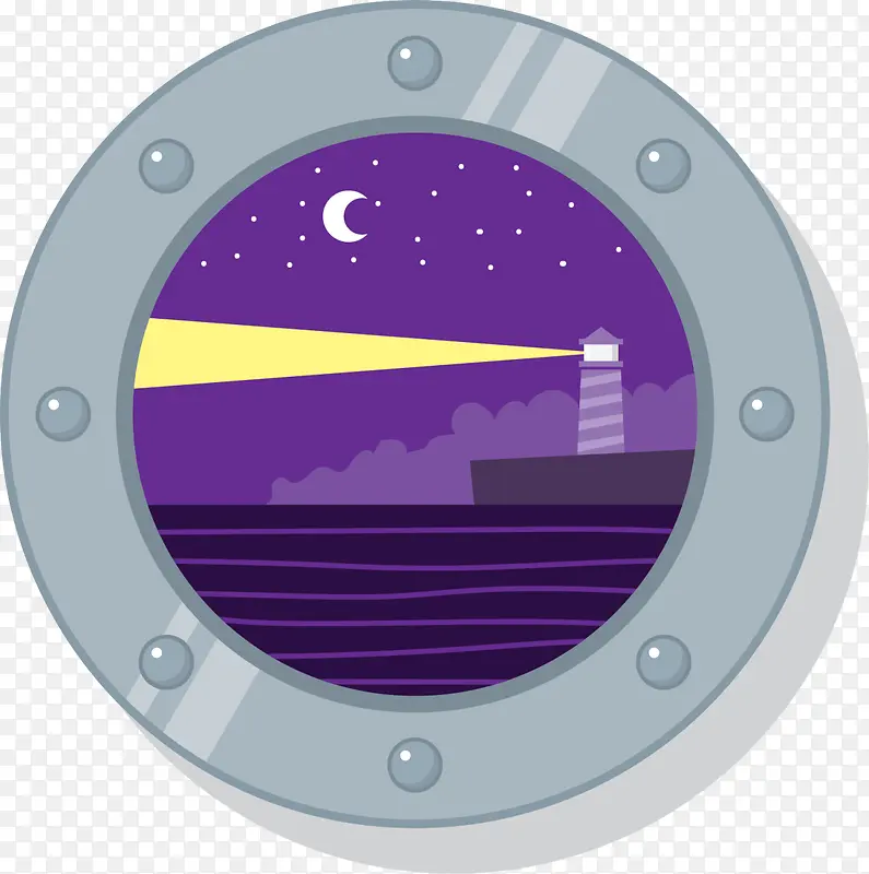 紫色大海灯塔窗口
