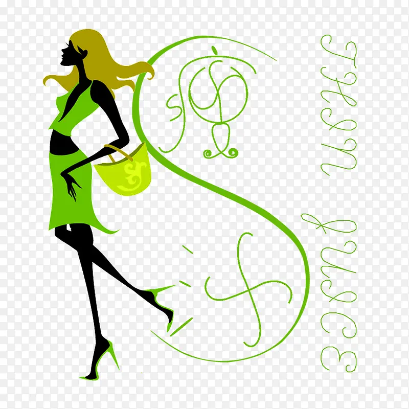 减肥logo绿色美女