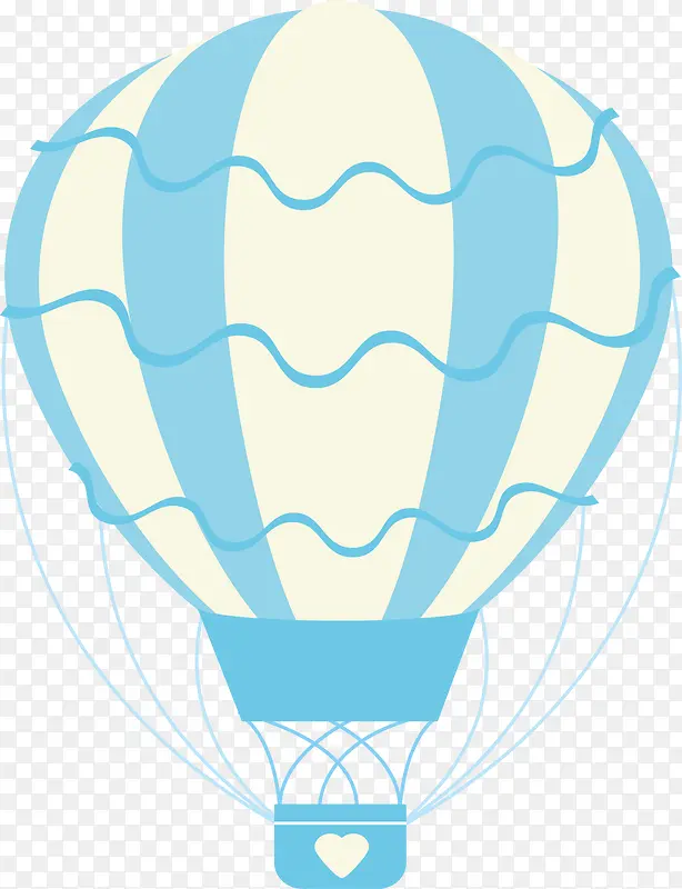 波浪条纹蓝色热气球