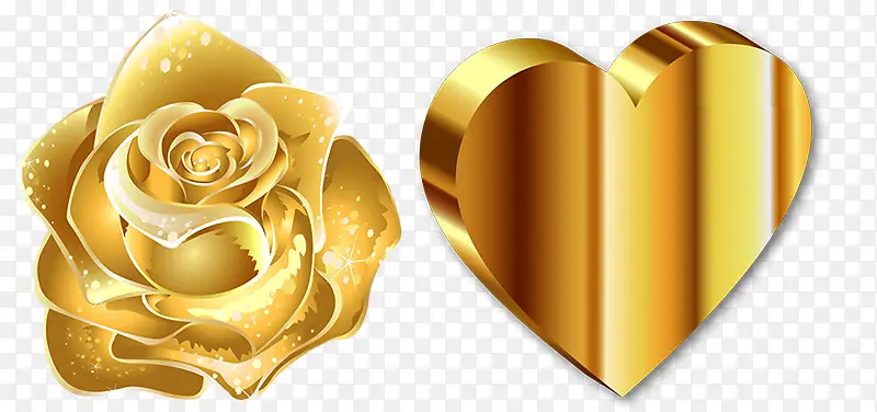 黄金玫瑰和黄金心形