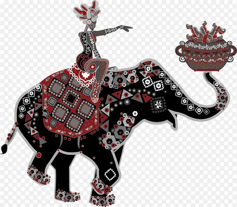 骑着大象的傣族人