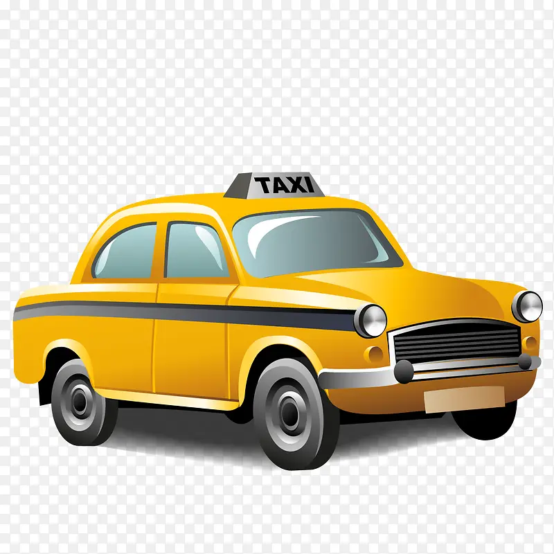 黄色圆弧出租车元素