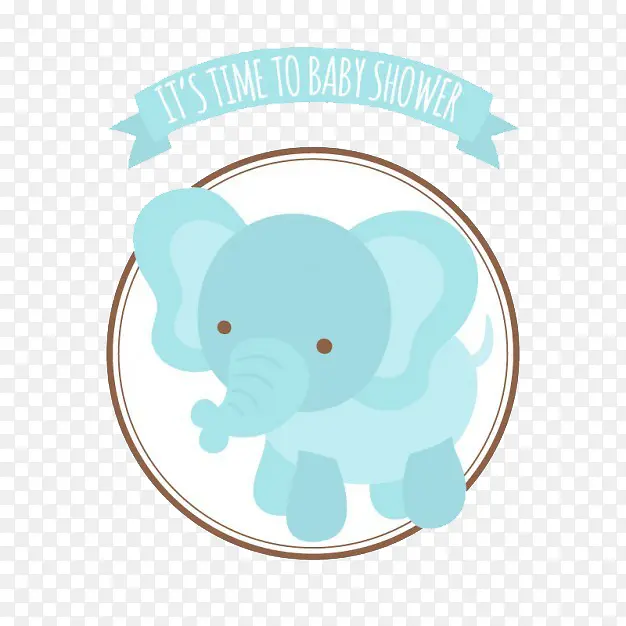 婴儿洗澡卡和蓝色大象