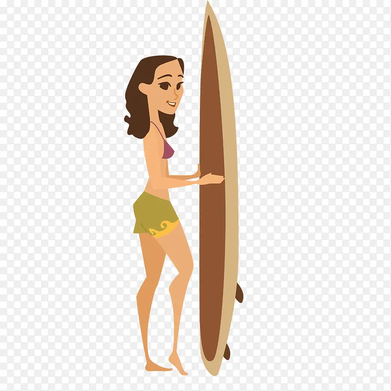 拿着冲浪板的女性人物设计