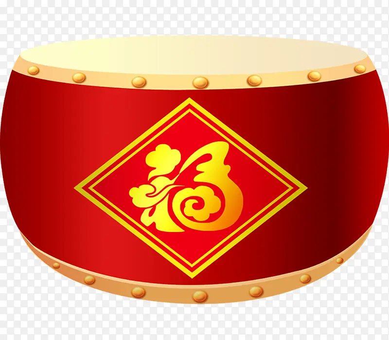 红色中国风福字擂鼓