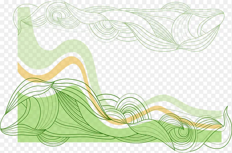 绿色流动线条装饰图案矢量