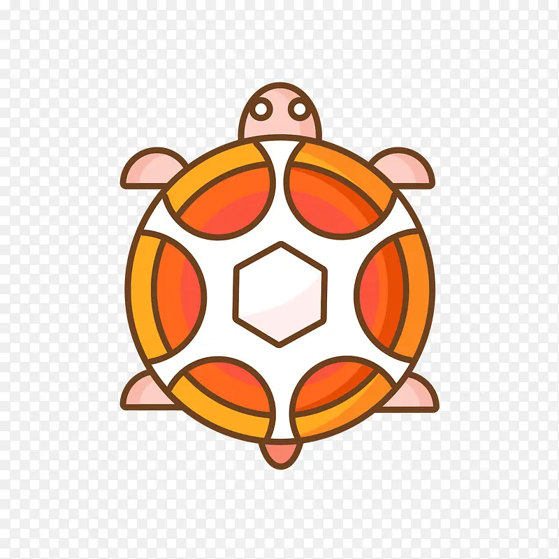 橙色手绘圆环乌龟元素