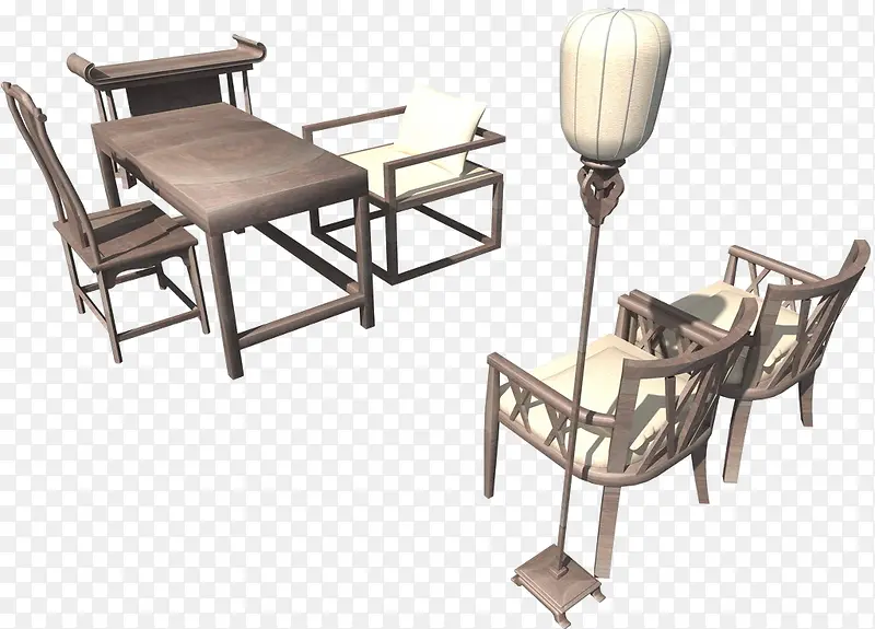 中式家具六件套木制书桌凳子
