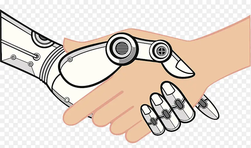 简约科技人类与机器人握手PNG