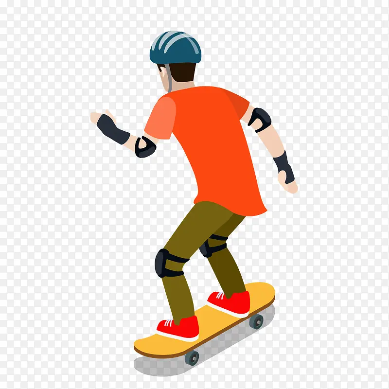 背面男孩滑滑板素材