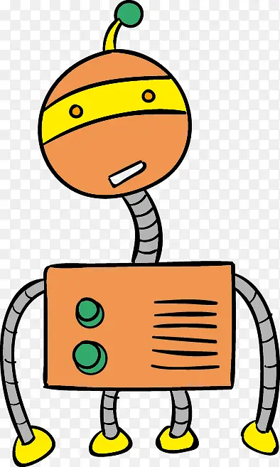 卡通矢量惊讶的橙色机器人